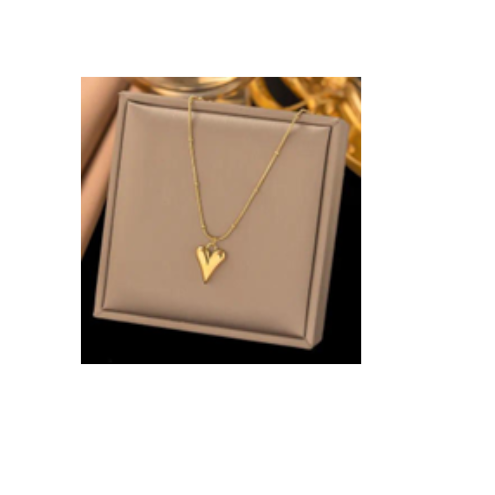 Fashion Heart Heart Instagram Women's Collar Bone Stainless Steel Necklace Simple Women's Gold-plated love Necklace