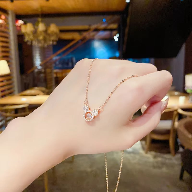 Fashion Mickey Head Necklace Light Luxury Temperament Smart Cartoon Mouse Pendant Clavicle Chain Necklaces Jewelry