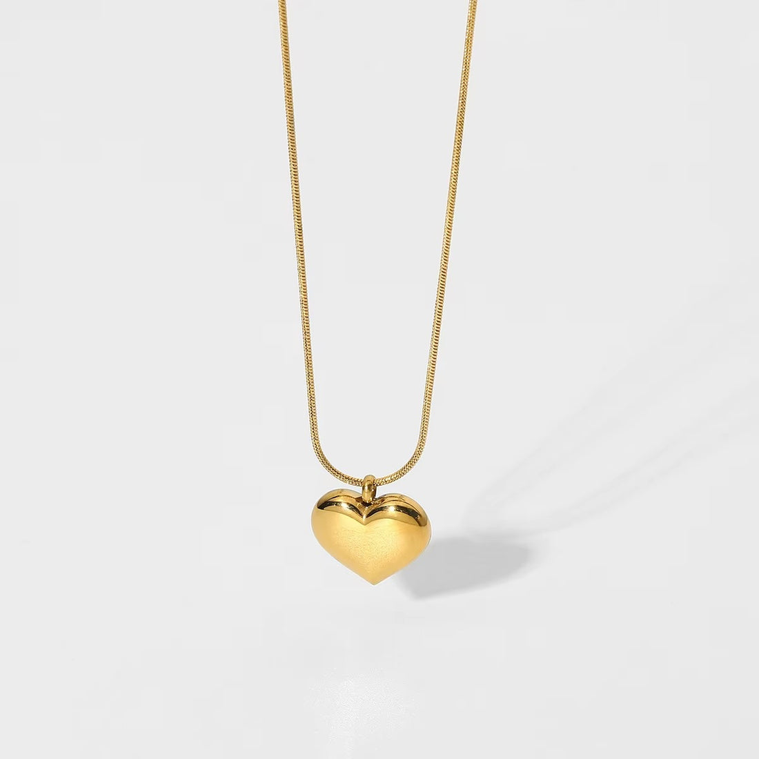 Jewelry Gold Plated Heart Pendant Necklace Stainless Steel Snake Chain Heart Shaped Necklace for Women