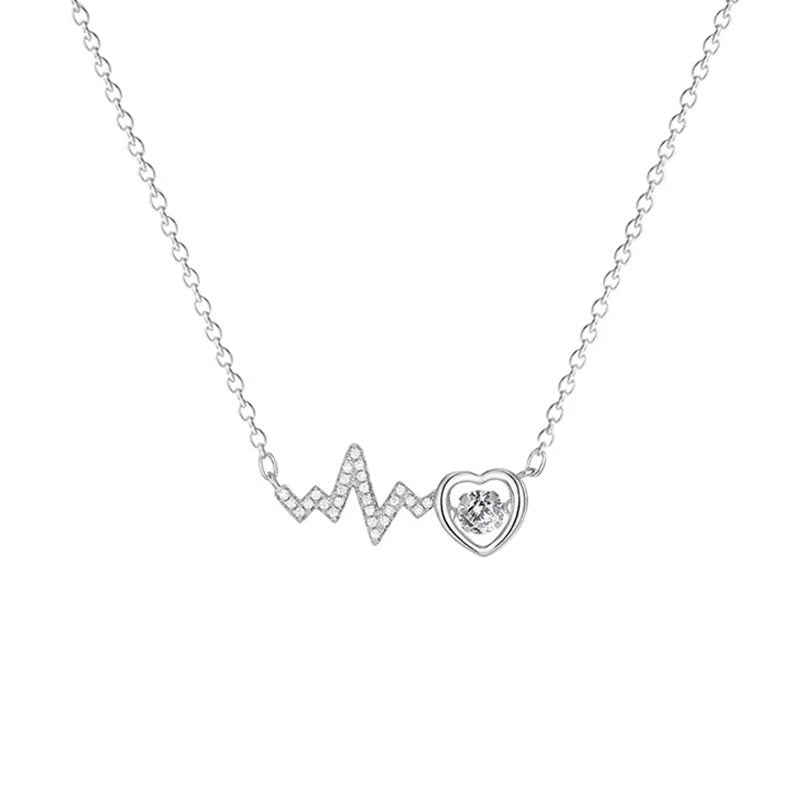 Fashion Jewelry Heartbeat Pendant Necklaces Personalized Gold Plated Titanium Steel Necklace for Women
