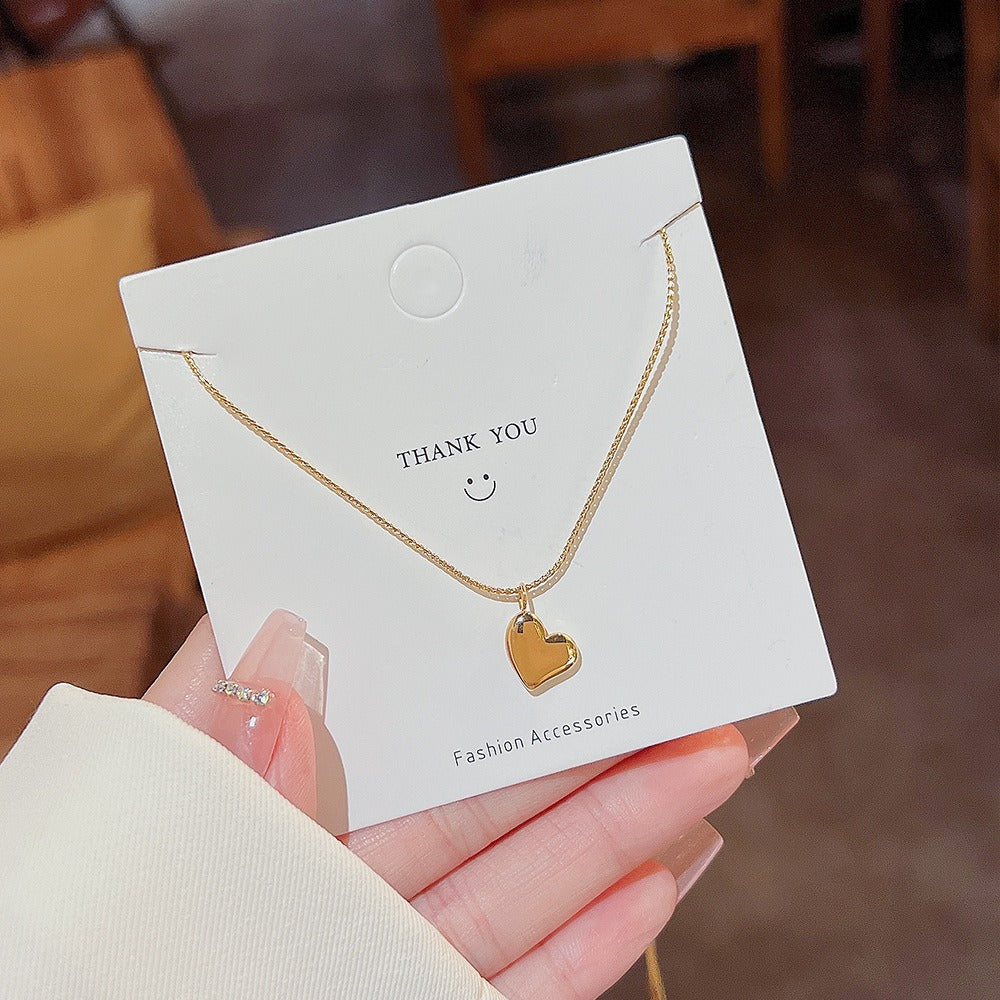 South Korea New Love Clavicle Chain High-end Simple Necklace Chain Ins Sweet Cool Color-free Titanium Steel Necklace Jewelry for Women