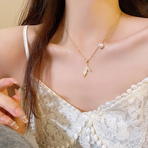 Dainty Stainless Titanium Steel 14K Gold Plated Necklace Fashion Design Crystal Pendant Chain Necklaces Women Choker Necklace