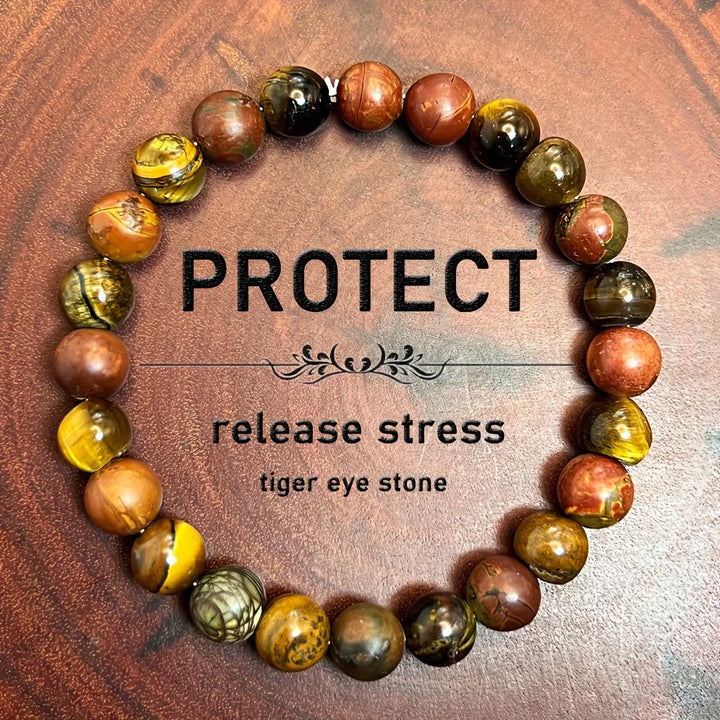 Protection Bracelet, Tiger Eye Stone and Matte Picasso Bracelet for Men, Picasso Jasper Bracelet, Tiger Eye Stone Bracelet