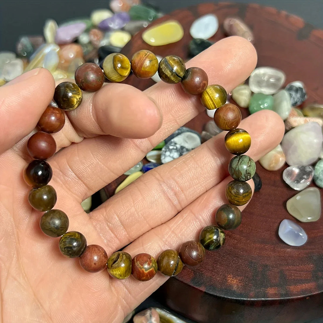 Protection Bracelet, Tiger Eye Stone and Matte Picasso Bracelet for Men, Picasso Jasper Bracelet, Tiger Eye Stone Bracelet