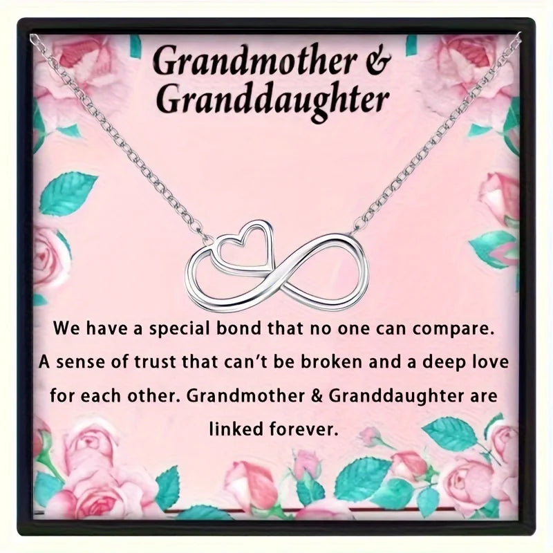 8-shaped Infinity Symbol Pendant Necklace, With Gift Card & Gift Box Packaging, Birthday Gift For Grandmother & Granddaughter