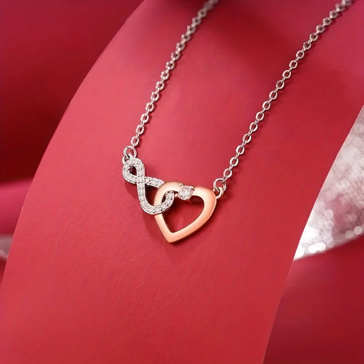Aunt And Niece Two-color Electroplated Copper Heart Pendant Necklace - With Gift Card And Gift Box Packaging,