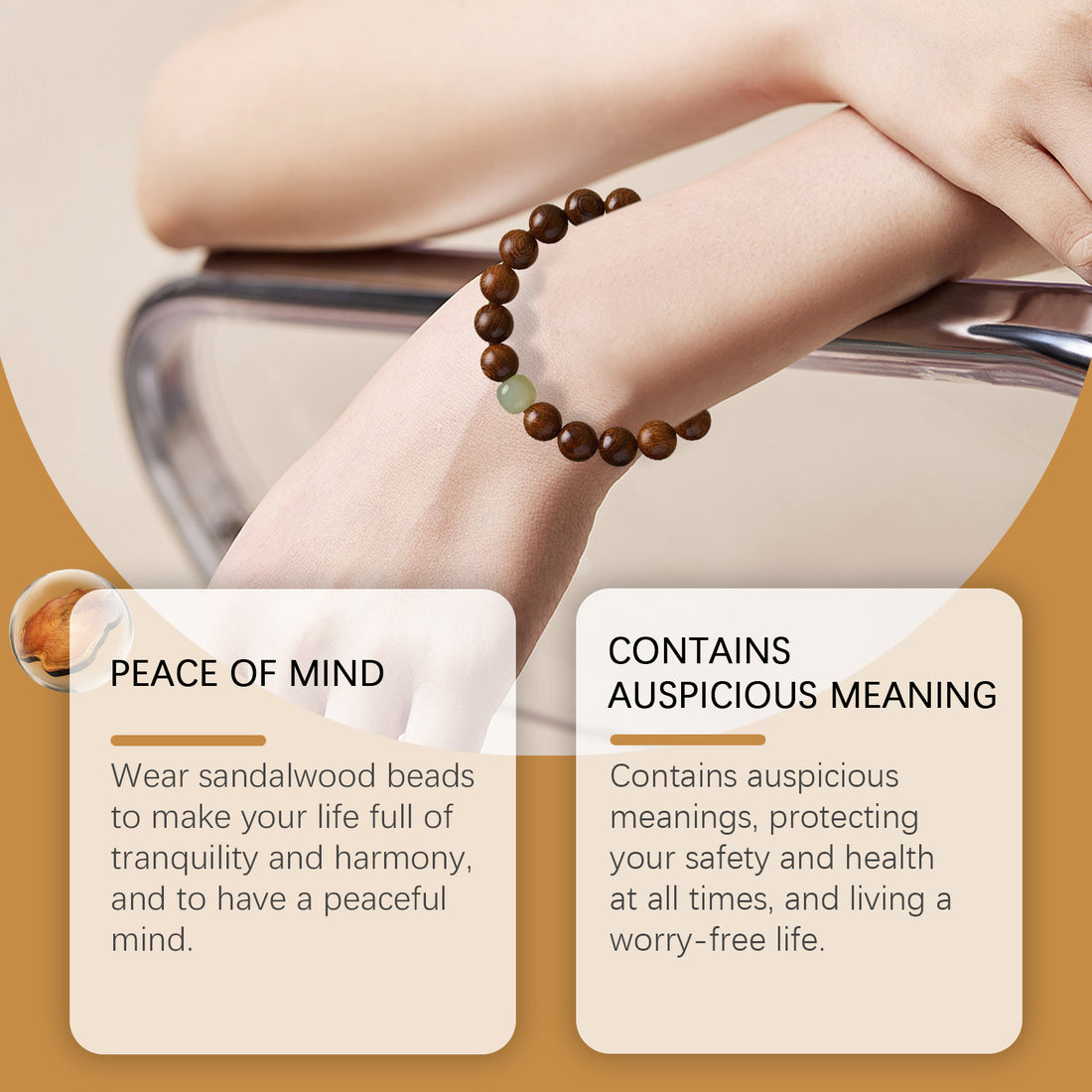 Gold Wire Sandalwood Bead String New Chinese Style Simple Minority Sense Ancient Style Style Play Decorative Bracelet