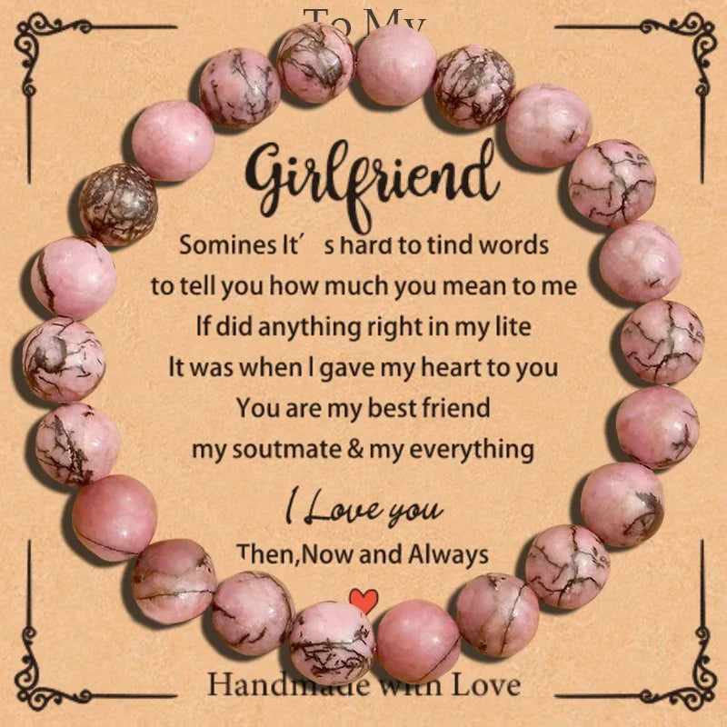 Card+Elegant Natural Stone Bracelet for Girlfriend Valentine's Day Birthdays Mother's Day&Thanksgiving with Gift Card