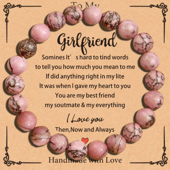 Card+Elegant Natural Stone Bracelet for Girlfriend Valentine's Day Birthdays Mother's Day&Thanksgiving with Gift Card