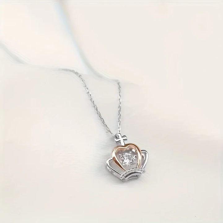Creative Elegant Trendy Zircon Crown Pendant Necklace Decorative Accessories Holiday Birthday Gift For Girls With Gift Card Box
