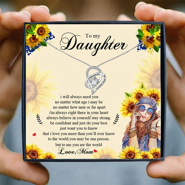 Girl Necklaces for Daughter Mother Gifts Heart Pendant Necklace Jewelry Women Choker Necklaces Pendants Collares Bijoux Birthday