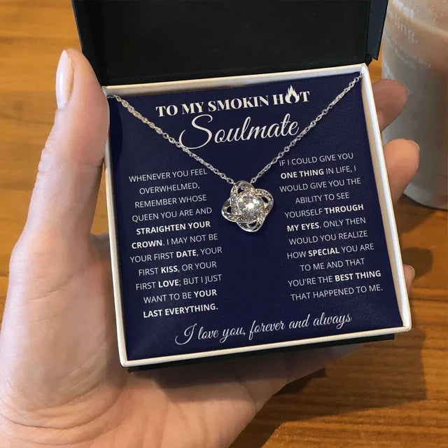 I Love You Knot Fashion Stainless Steel Necklace To My Wife Gift 2024 Girls Women Girlfriend Necklaces Gifts Jewelry Wood Box