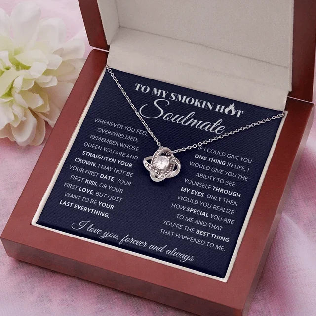 I Love You Knot Fashion Stainless Steel Necklace To My Wife Gift 2024 Girls Women Girlfriend Necklaces Gifts Jewelry Wood Box