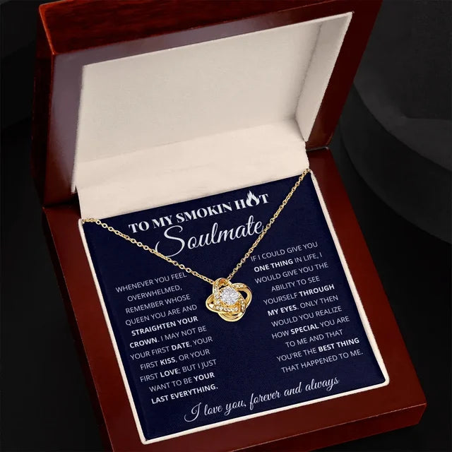 I Love You Knot Fashion Stainless Steel Necklace To My Wife Gift 2024 Girls Women Girlfriend Necklaces Gifts Jewelry Wood Box