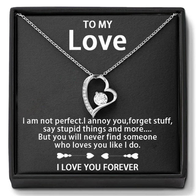 Jewelry To My Love 14K Gold or Silver Forever Love Pendant Necklace Gift For Wife Her Romantic Christmas Birthday Valentine Gift