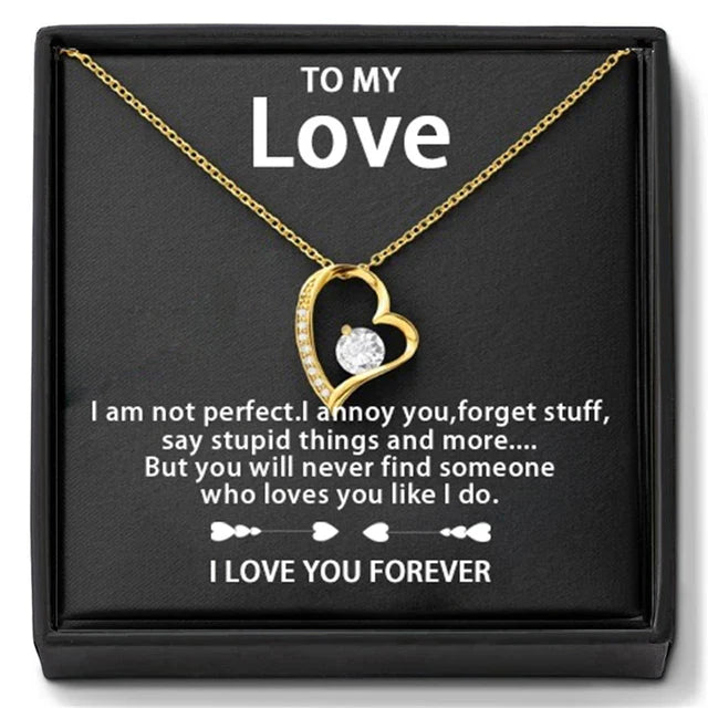 Jewelry To My Love 14K Gold or Silver Forever Love Pendant Necklace Gift For Wife Her Romantic Christmas Birthday Valentine Gift