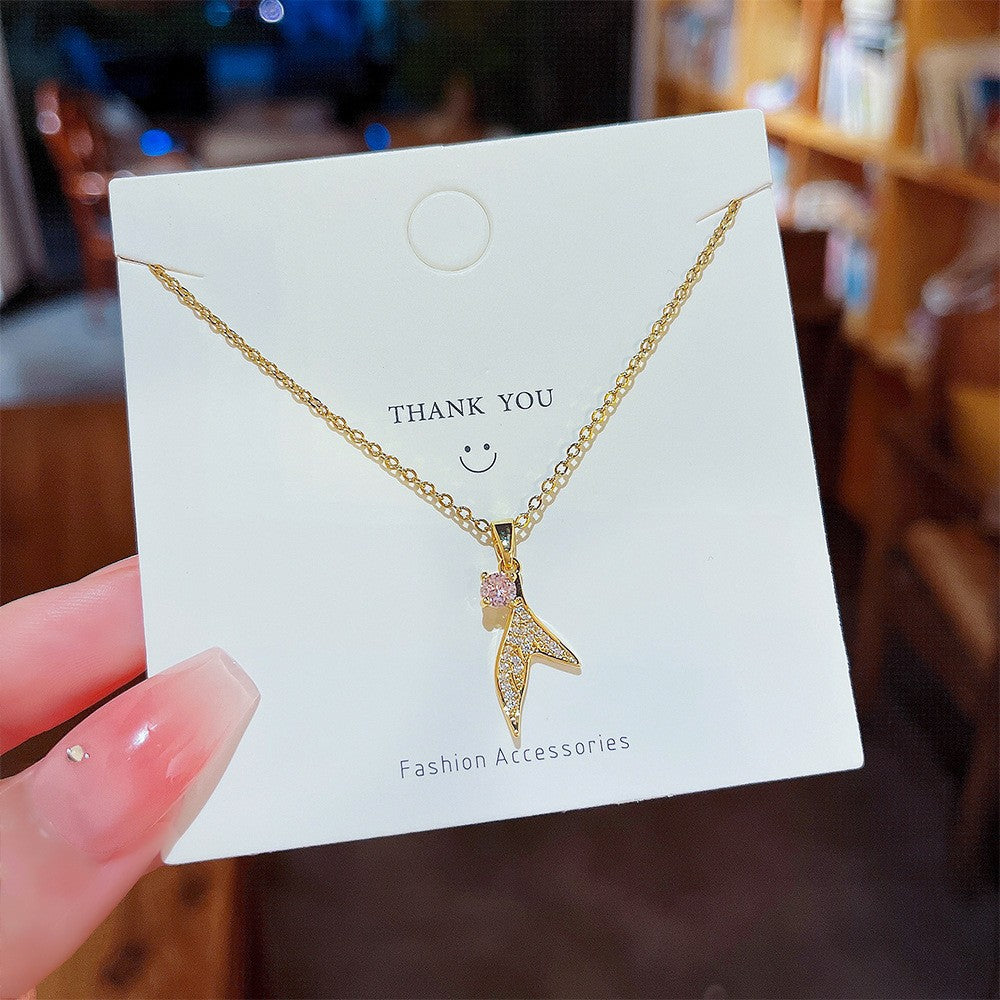 Dainty Stainless Titanium Steel 14K Gold Plated Necklace Fashion Design Crystal Pendant Chain Necklaces Women Choker Necklace