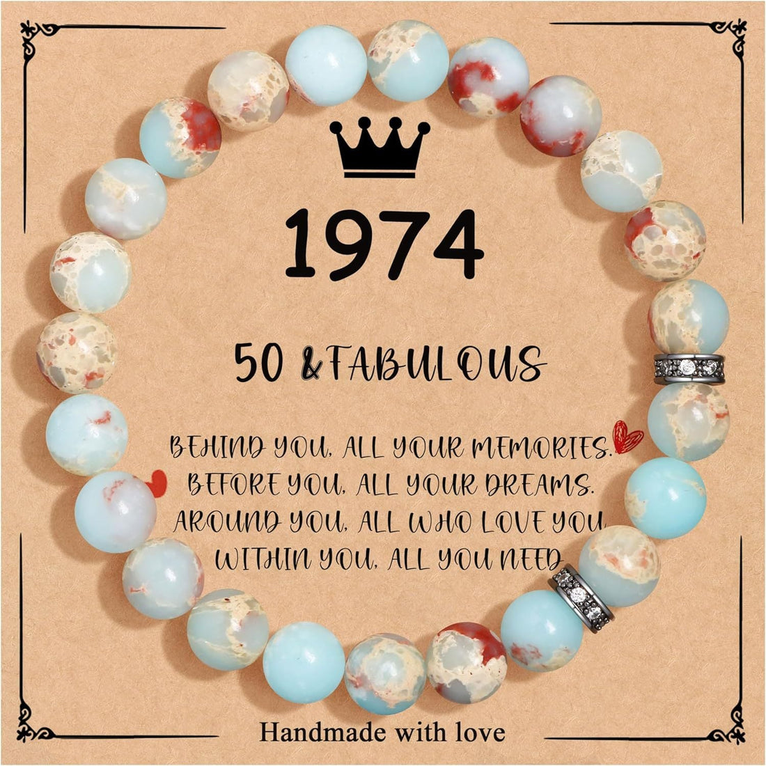 Birthday Bracelet New Pink Zebra Emperor Stone Natural Stone Women's Card Beaded Bracelet
