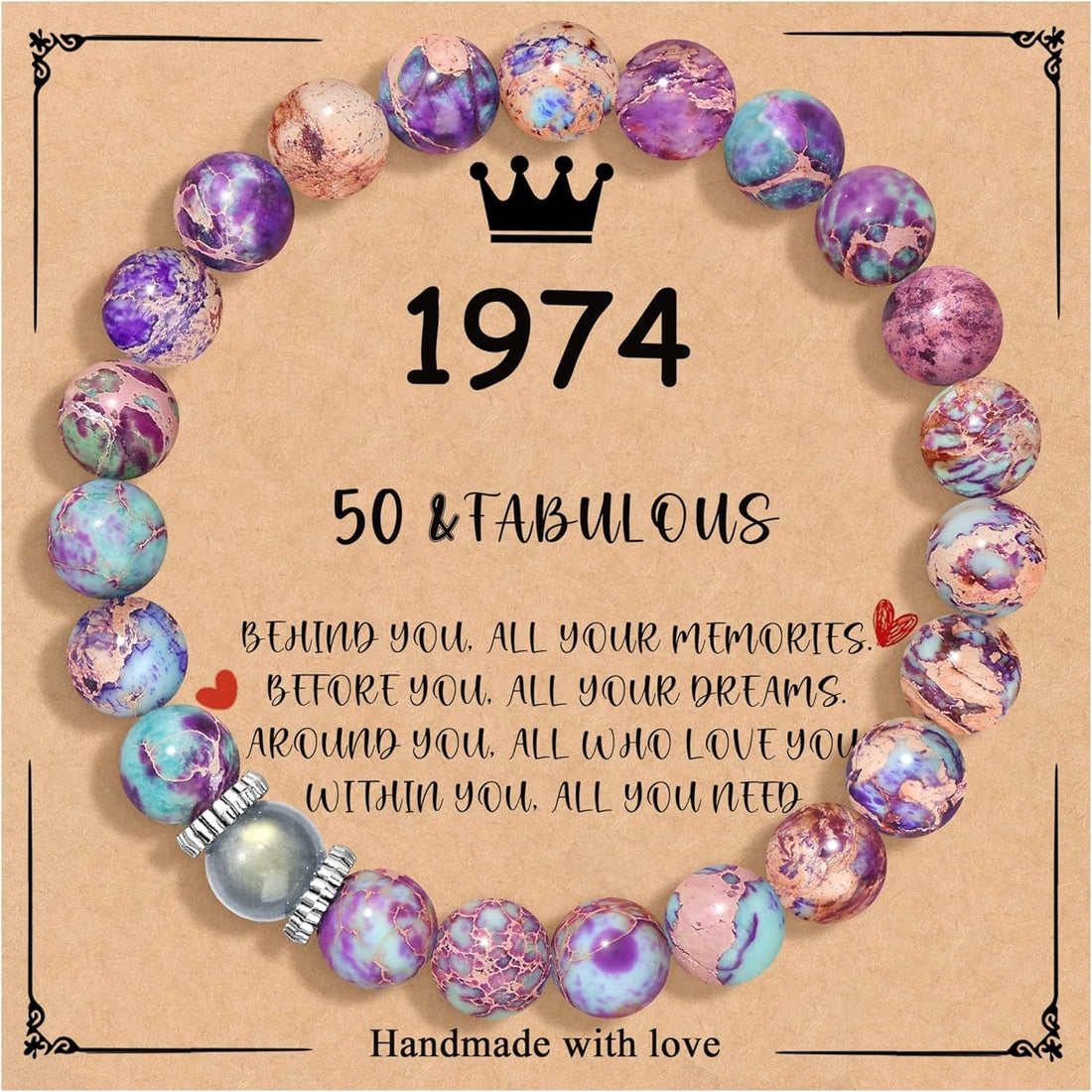 Birthday Bracelet New Pink Zebra Emperor Stone Natural Stone Women's Card Beaded Bracelet