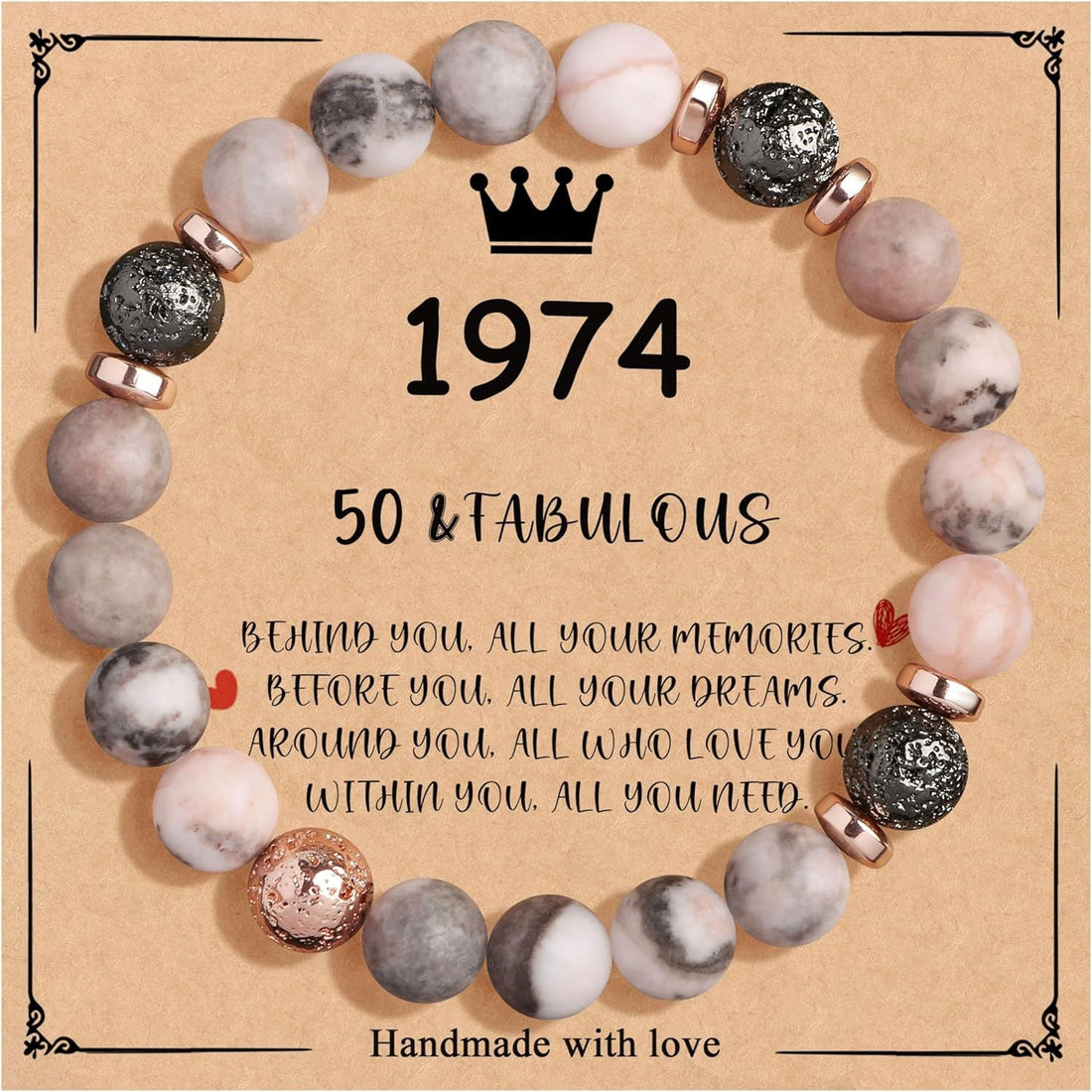 Birthday Bracelet New Pink Zebra Emperor Stone Natural Stone Women's Card Beaded Bracelet