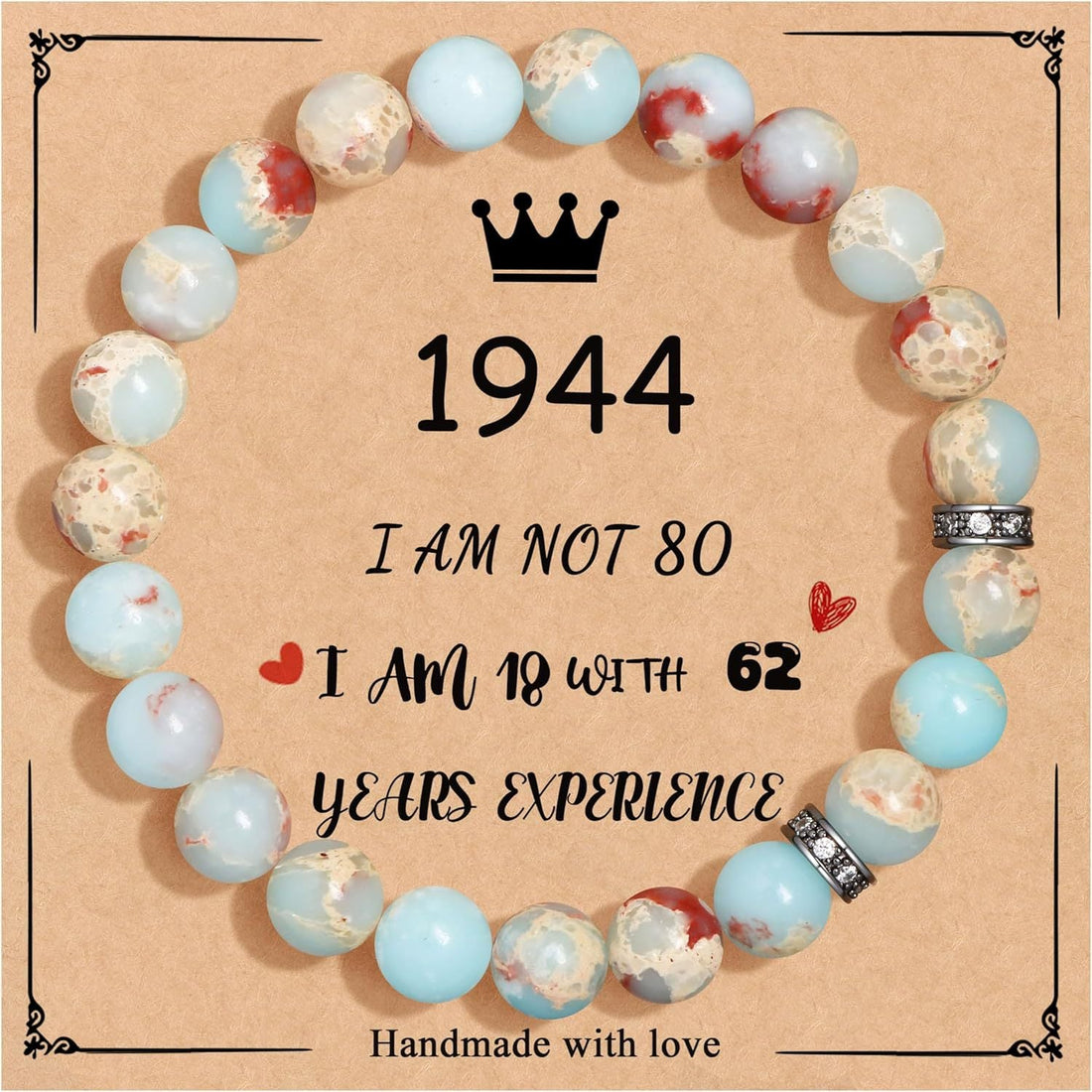 Birthday Bracelet New Pink Zebra Emperor Stone Natural Stone Women's Card Beaded Bracelet