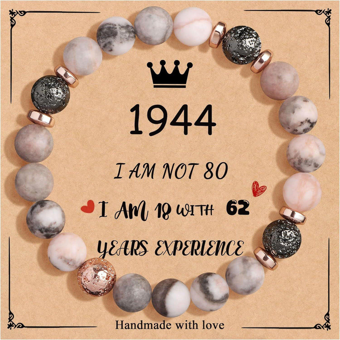 Birthday Bracelet New Pink Zebra Emperor Stone Natural Stone Women's Card Beaded Bracelet