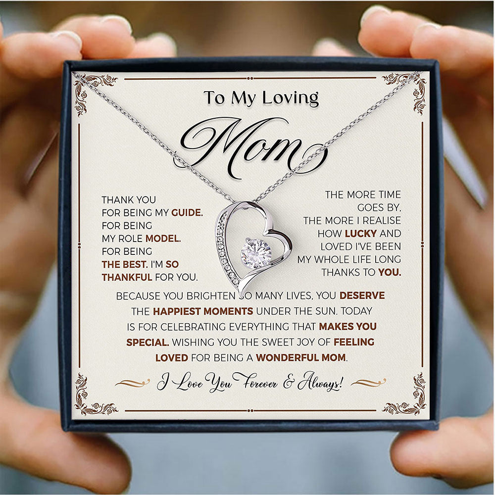 1 Piece Love Pendant Eternal Heart Hollow Heart Necklace with Card Gift Box Mother's Day Gift