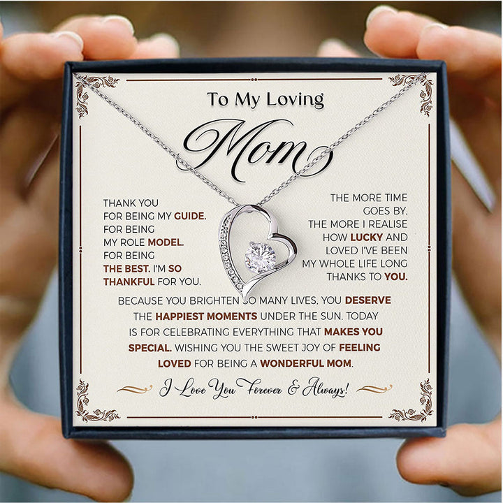 1 Piece Love Pendant Eternal Heart Hollow Heart Necklace with Card Gift Box Mother's Day Gift