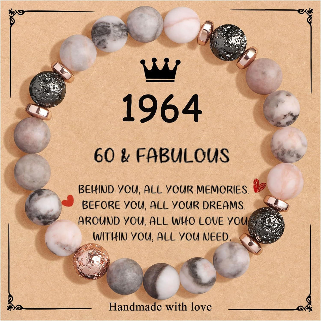 Birthday Bracelet New Pink Zebra Emperor Stone Natural Stone Women's Card Beaded Bracelet