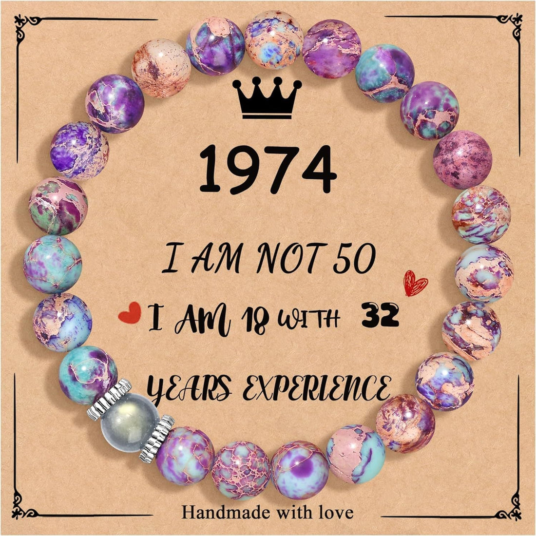 Birthday Bracelet New Pink Zebra Emperor Stone Natural Stone Women's Card Beaded Bracelet