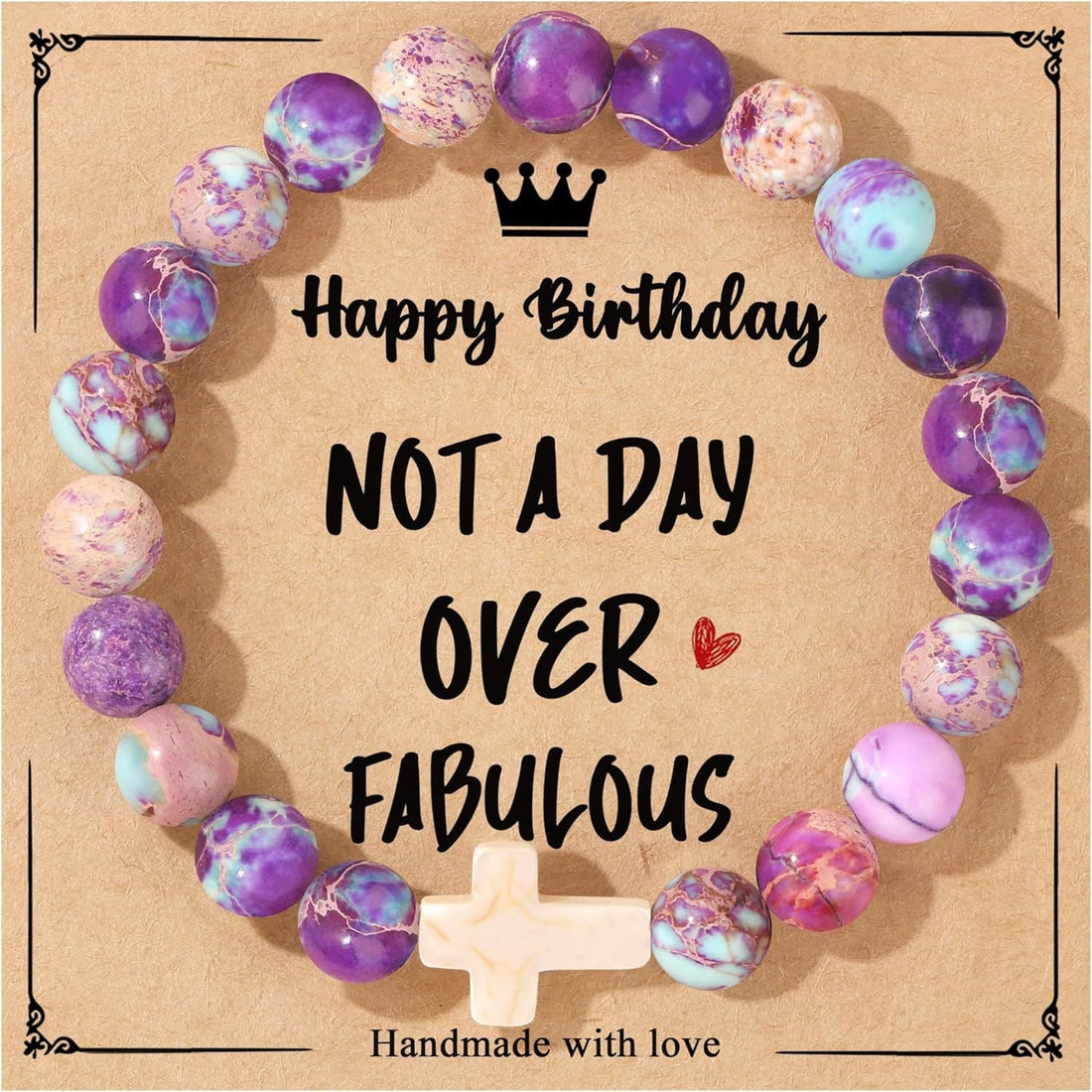 Birthday Bracelet New Pink Zebra Emperor Stone Natural Stone Women's Card Beaded Bracelet
