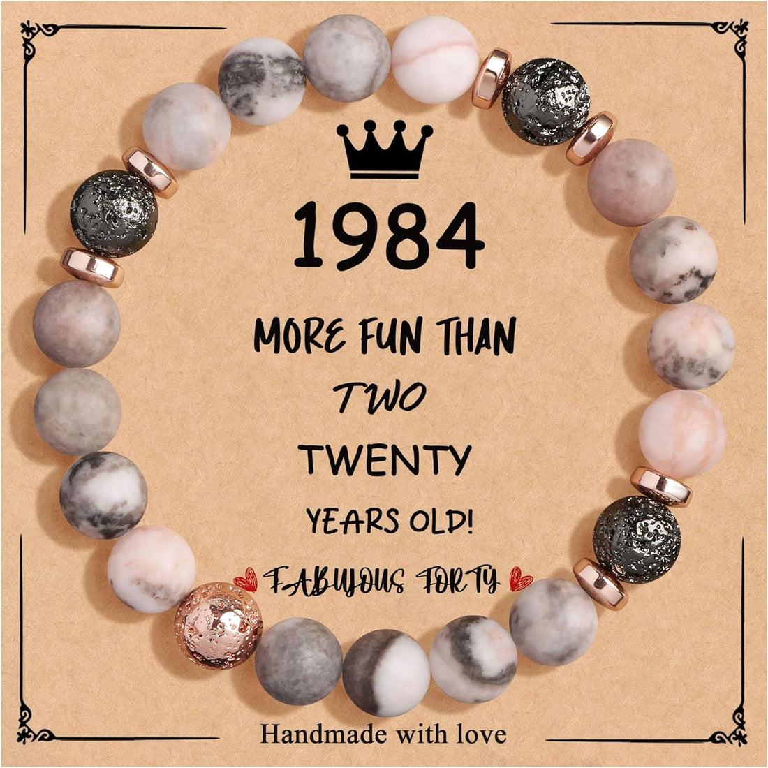 Birthday Bracelet New Pink Zebra Emperor Stone Natural Stone Women's Card Beaded Bracelet
