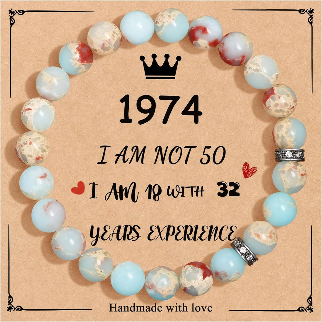 Birthday Bracelet New Pink Zebra Emperor Stone Natural Stone Women's Card Beaded Bracelet