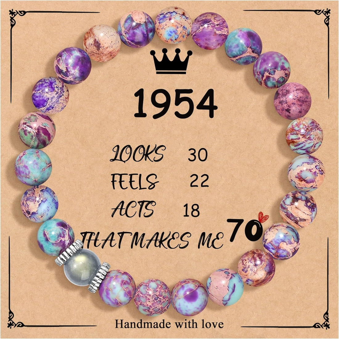 Birthday Bracelet New Pink Zebra Emperor Stone Natural Stone Women's Card Beaded Bracelet