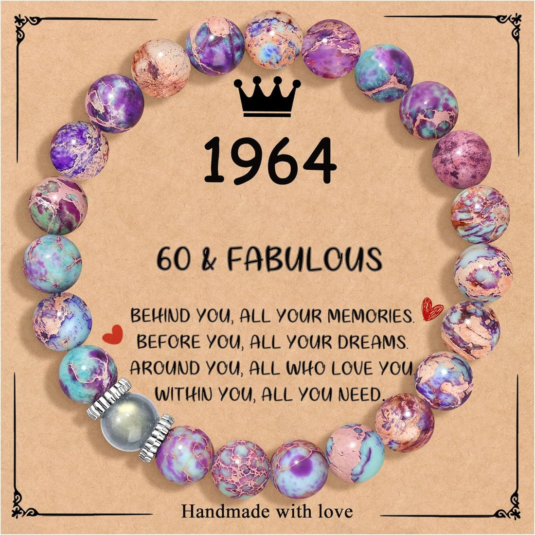 Birthday Bracelet New Pink Zebra Emperor Stone Natural Stone Women's Card Beaded Bracelet