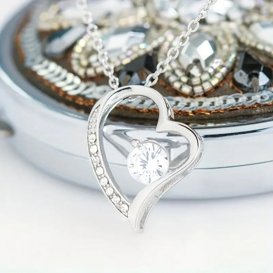 1 Piece Love Pendant Eternal Heart Hollow Heart Necklace with Card Gift Box Mother's Day Gift
