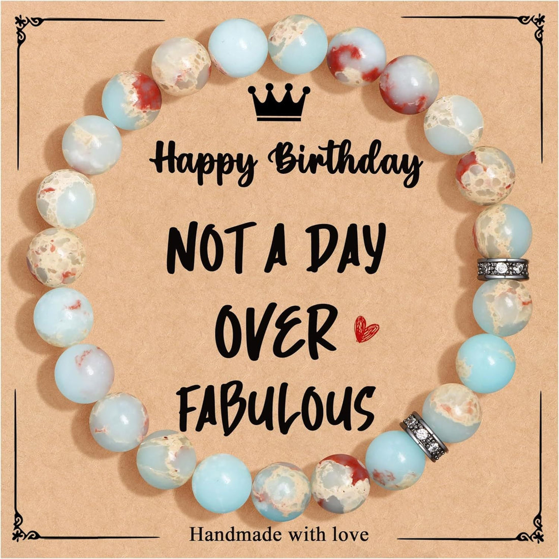 Birthday Bracelet New Pink Zebra Emperor Stone Natural Stone Women's Card Beaded Bracelet