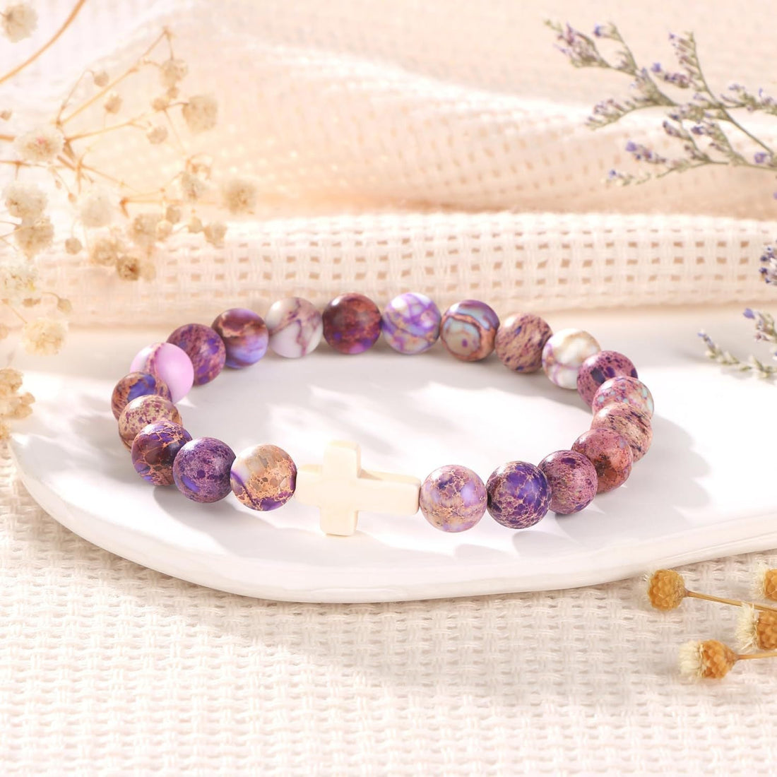 Birthday Bracelet New Pink Zebra Emperor Stone Natural Stone Women's Card Beaded Bracelet