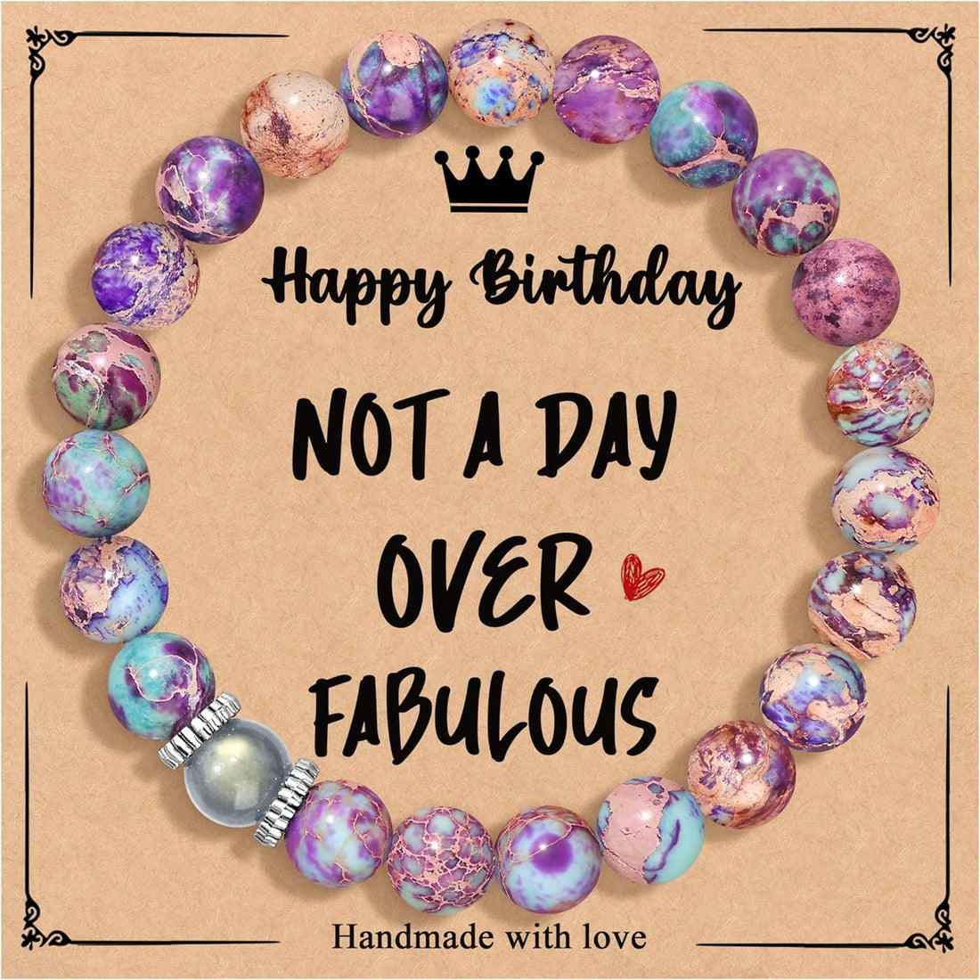 Birthday Bracelet New Pink Zebra Emperor Stone Natural Stone Women's Card Beaded Bracelet
