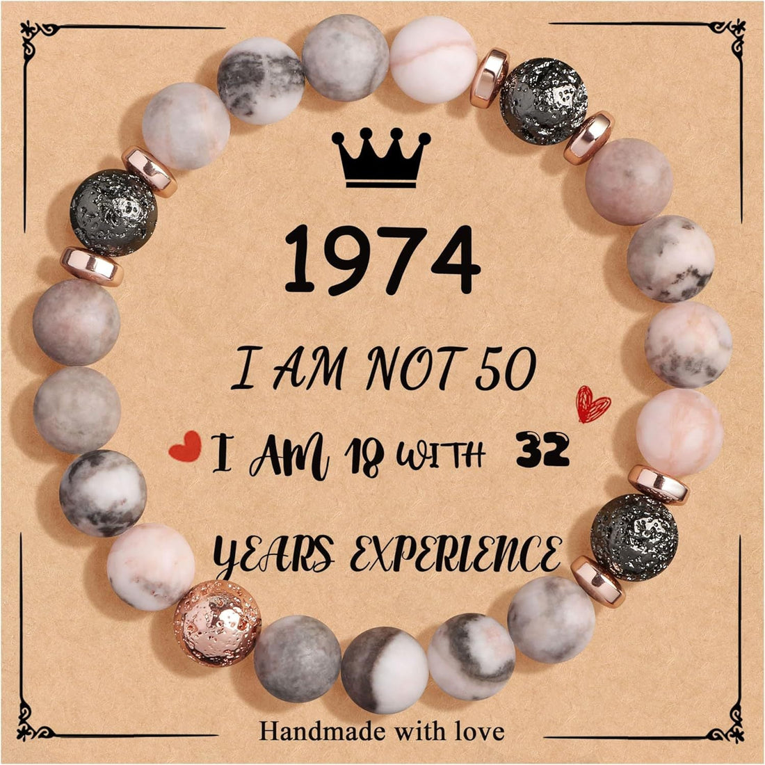 Birthday Bracelet New Pink Zebra Emperor Stone Natural Stone Women's Card Beaded Bracelet