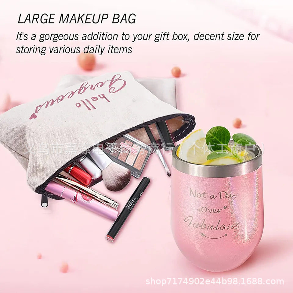 Cross-border In Stock Amazon Hot Pink Egg Cup Cosmetic Bag Aromatherapy Bath Gift Box Exquisite Eye Mask Gift Suit