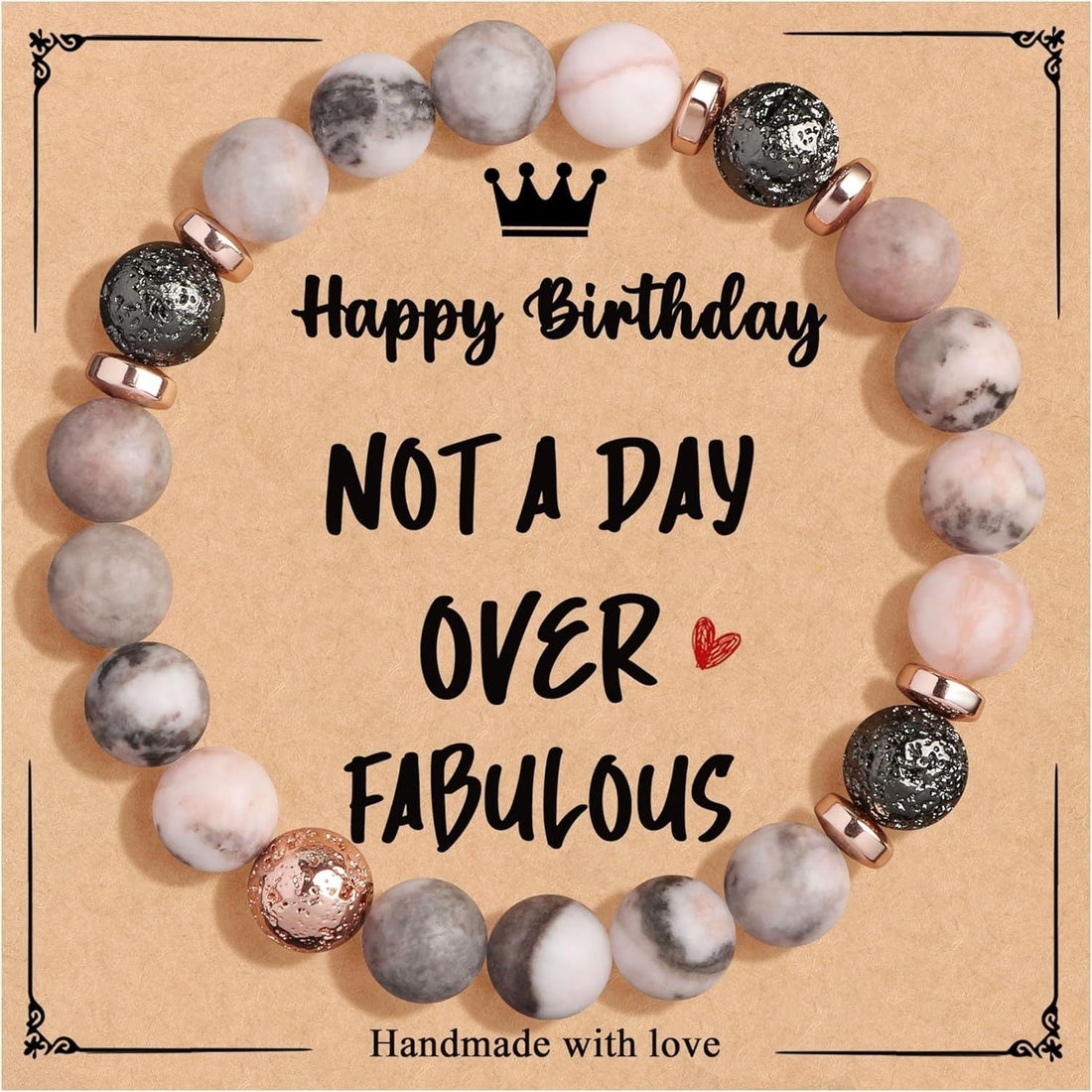 Birthday Bracelet New Pink Zebra Emperor Stone Natural Stone Women's Card Beaded Bracelet