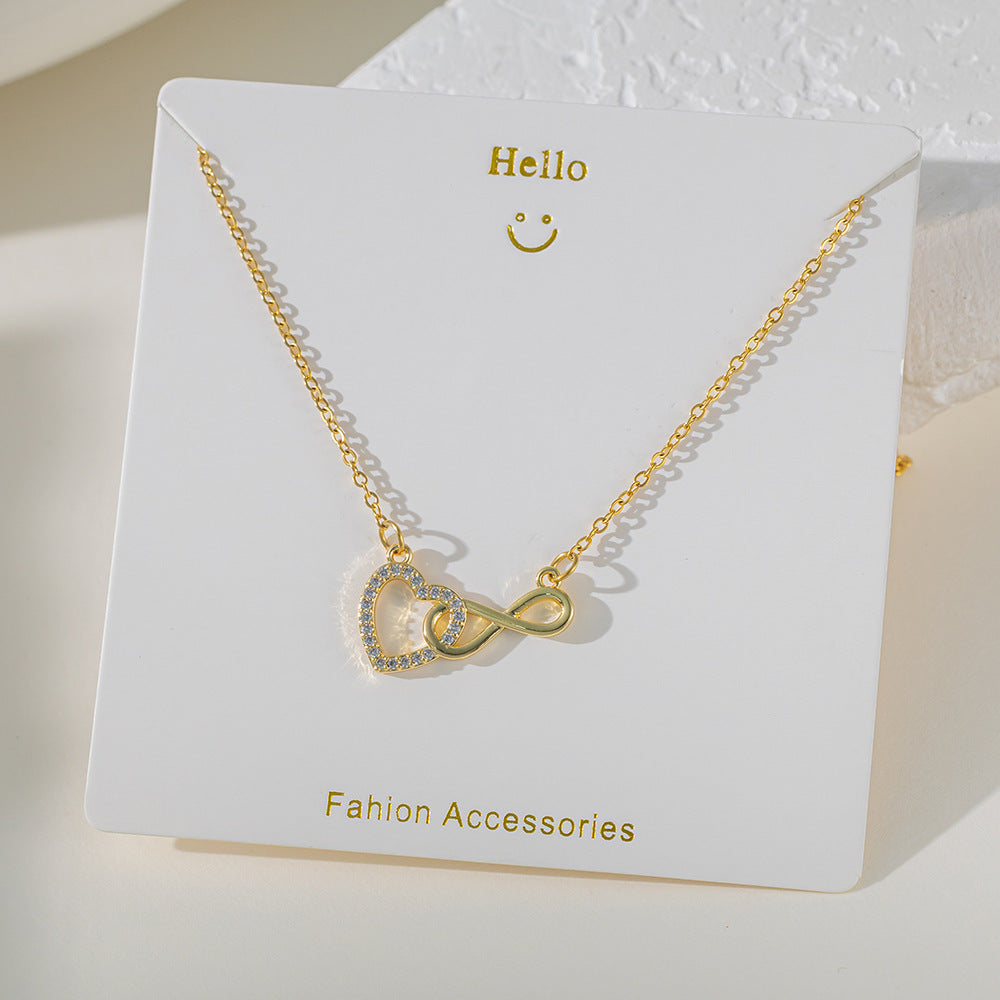 925 Sterling Silver Clavicle Chain Necklace for Women 18K Gold Plated 925 Silver 8 and Heart Pendant Necklace Fashion Jewelry