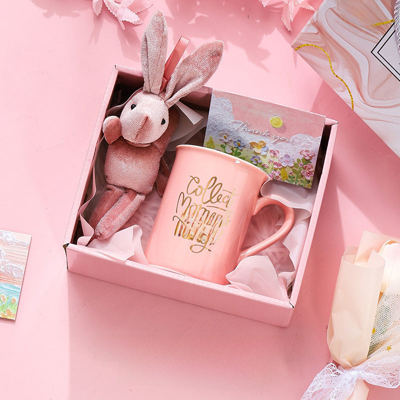 Birthday Gift Small Fresh Tulip Cup Ceramic Cup Girl's Heart Accompanying Gift For Best Friends Practical Mug Gift Box