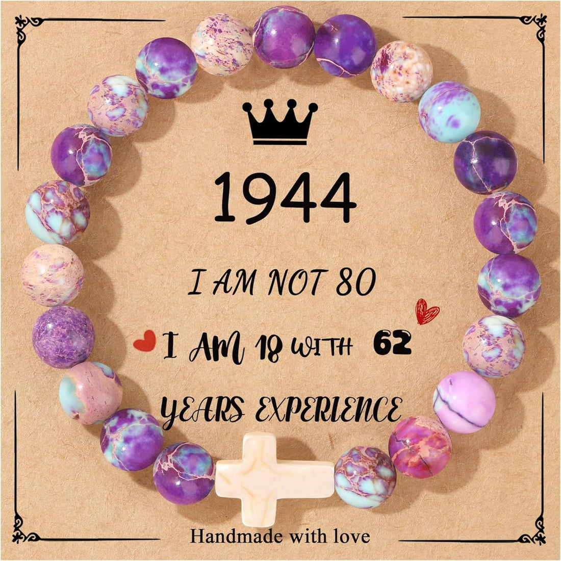 Birthday Bracelet New Pink Zebra Emperor Stone Natural Stone Women's Card Beaded Bracelet