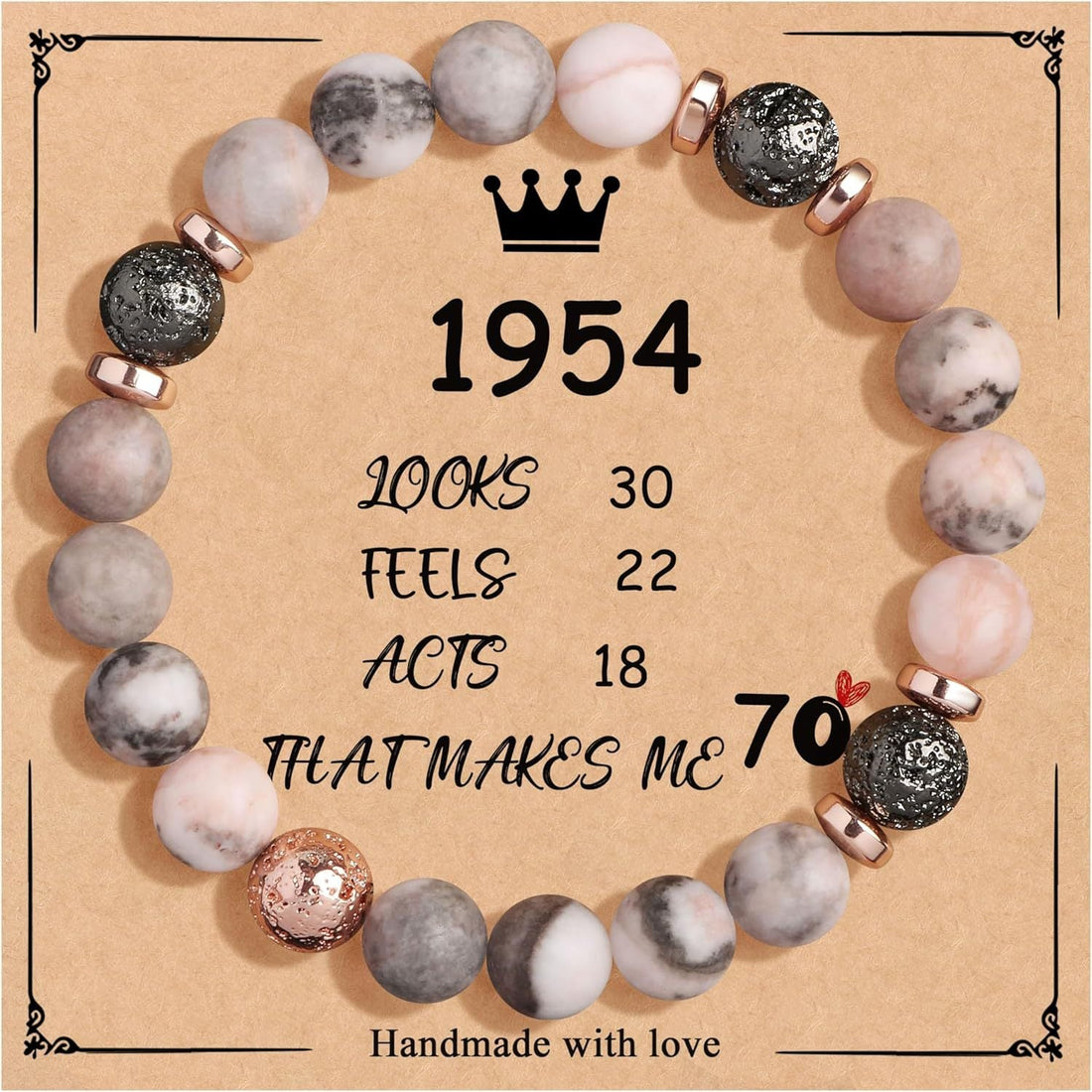 Birthday Bracelet New Pink Zebra Emperor Stone Natural Stone Women's Card Beaded Bracelet