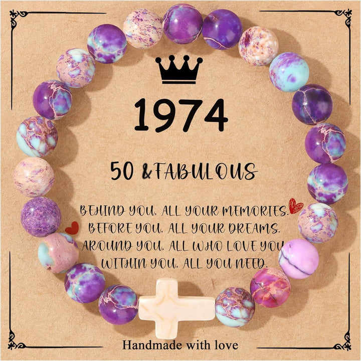 Birthday Bracelet New Pink Zebra Emperor Stone Natural Stone Women's Card Beaded Bracelet