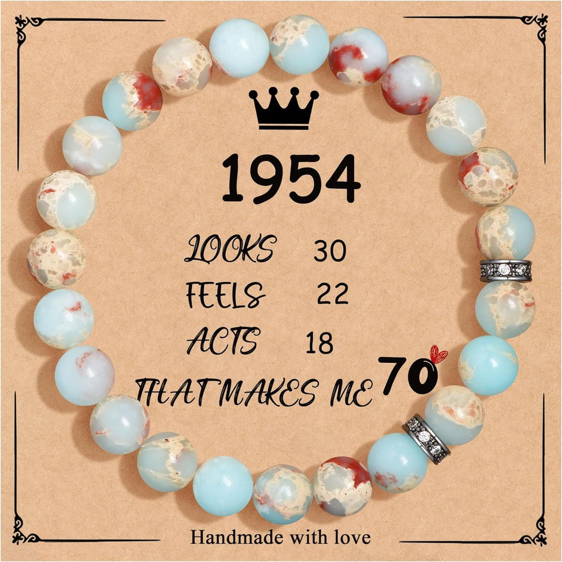 Birthday Bracelet New Pink Zebra Emperor Stone Natural Stone Women's Card Beaded Bracelet