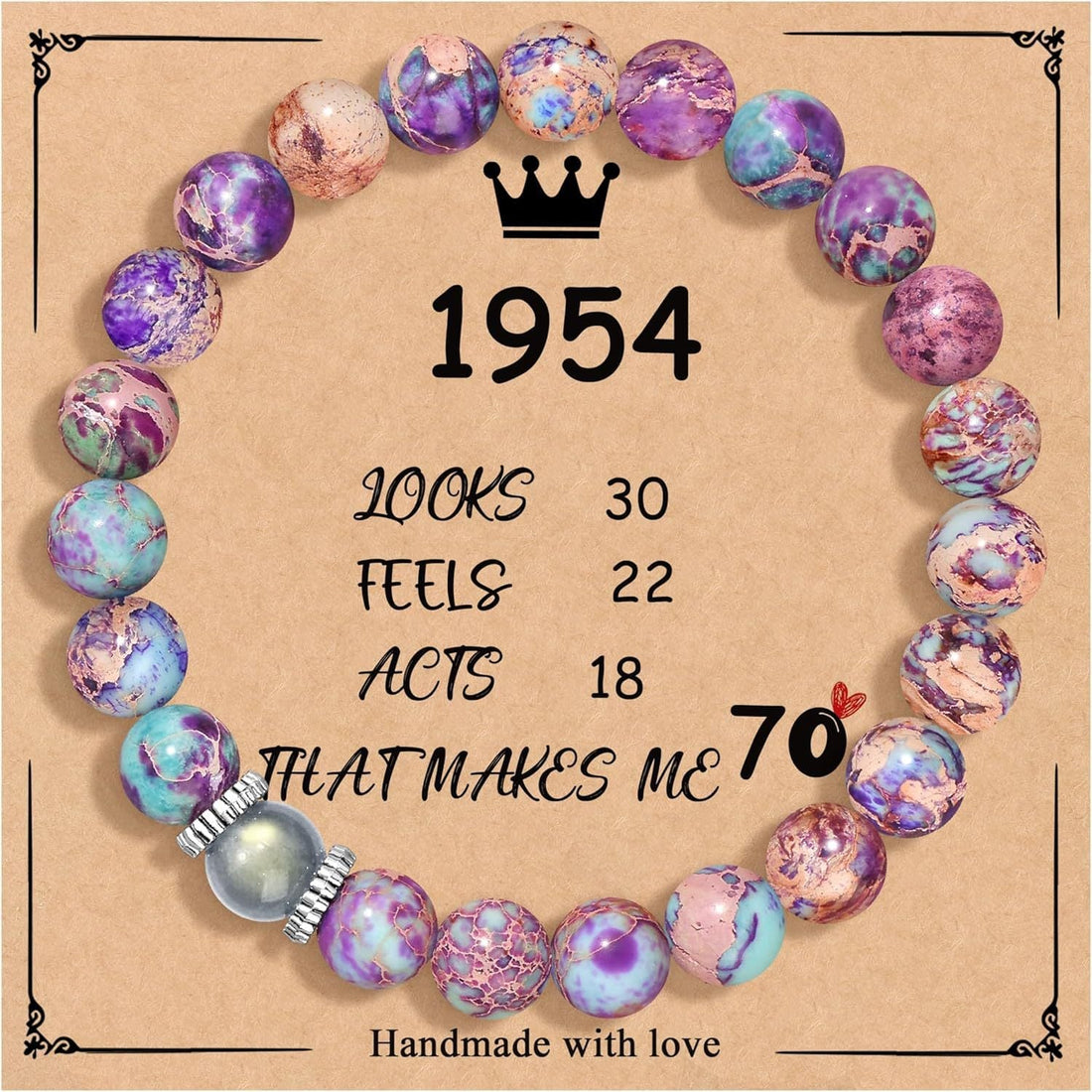 Birthday Bracelet New Pink Zebra Emperor Stone Natural Stone Women's Card Beaded Bracelet