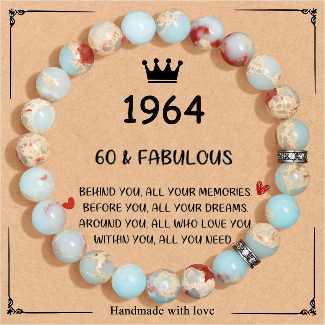 Birthday Bracelet New Pink Zebra Emperor Stone Natural Stone Women's Card Beaded Bracelet